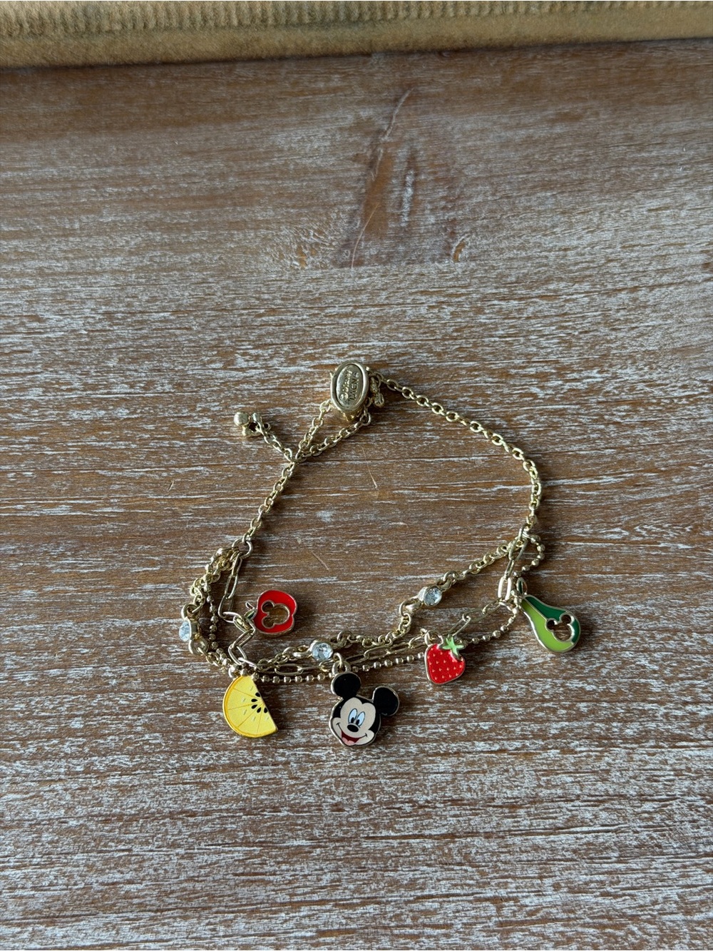 Disney Gold-Tone Fruit Charm Bracelet